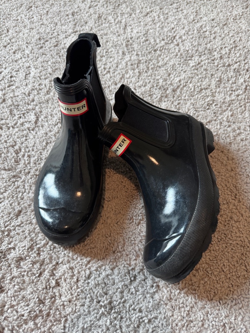 Hunter Black Short Chelsea Rain Booties Size 7